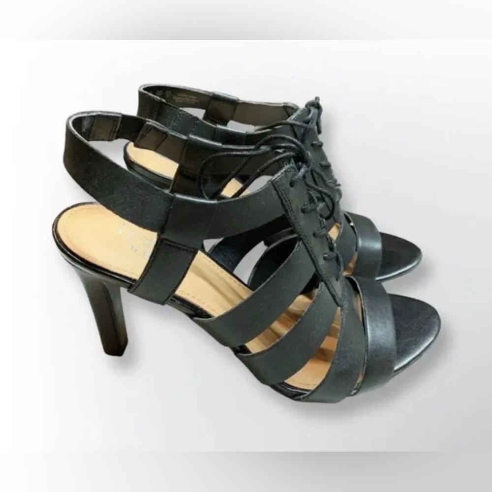 Franco Sarto Black Lace-Up Heels